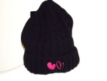 Show Love Black Wooly Hat With Hot Pink