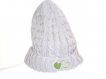 Show Love Light Grey Wooly Hat with Lime Green