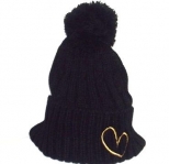 Show Love Black and Gold Bubble Wooly Hat