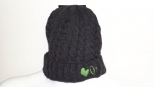 Show Love Dark Grey and Lime Green Heart Wooly Hat