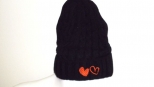 show Love Black and Orange Heart Wooly Hat