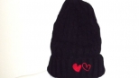 Show Love black and Red Heart Wooly Hat