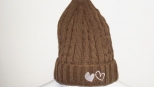 Show Love Brown and White Heart Wooly Hat